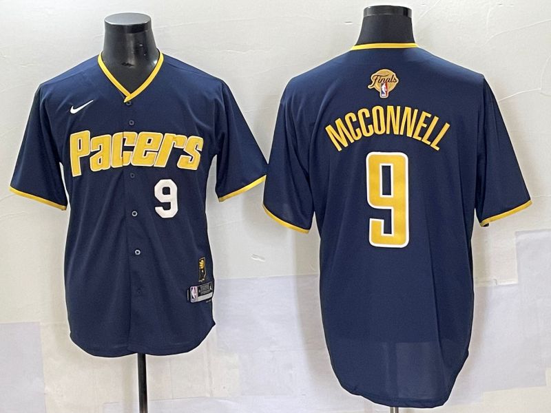 Men 2025 Indiana Pacers #9 Mcconnell Blue Joint Name NBA Jersey style 3